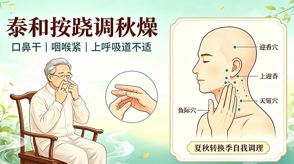 泰和按跷调秋燥：夏秋交替口鼻发干、咽喉上呼吸道不适，一套自我调理方法