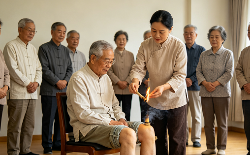 泰和灸调理白露时节中老年人下楼膝盖疼